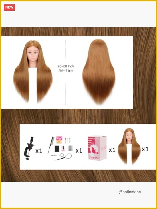 Mannequin Head with 80% Human Hair for Styling Practice - Training Hairdresser main image 7